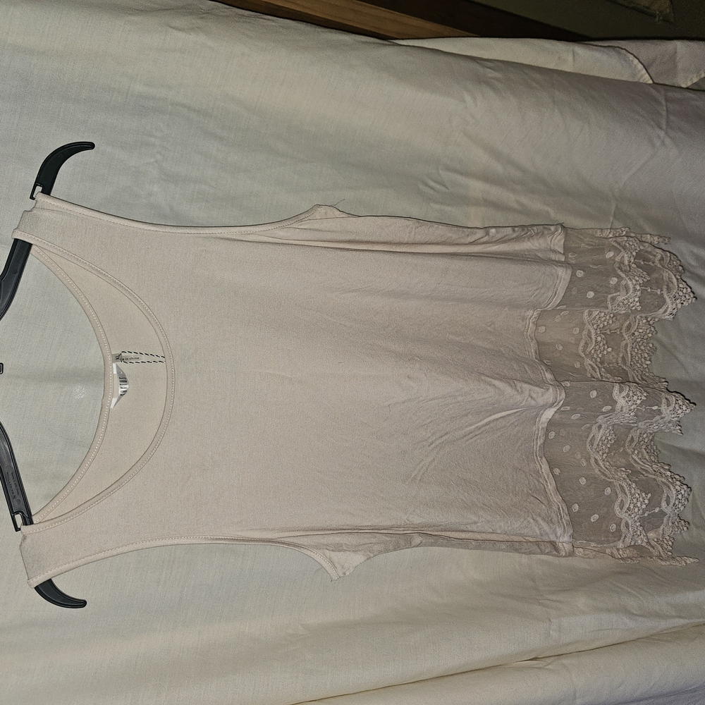 Cream Sleeveless Top with Lace Detail